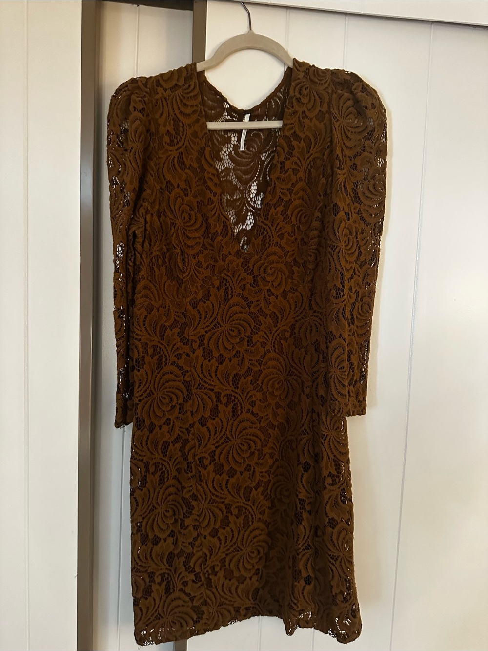 Free People Brown Floral Lace Mini Dress